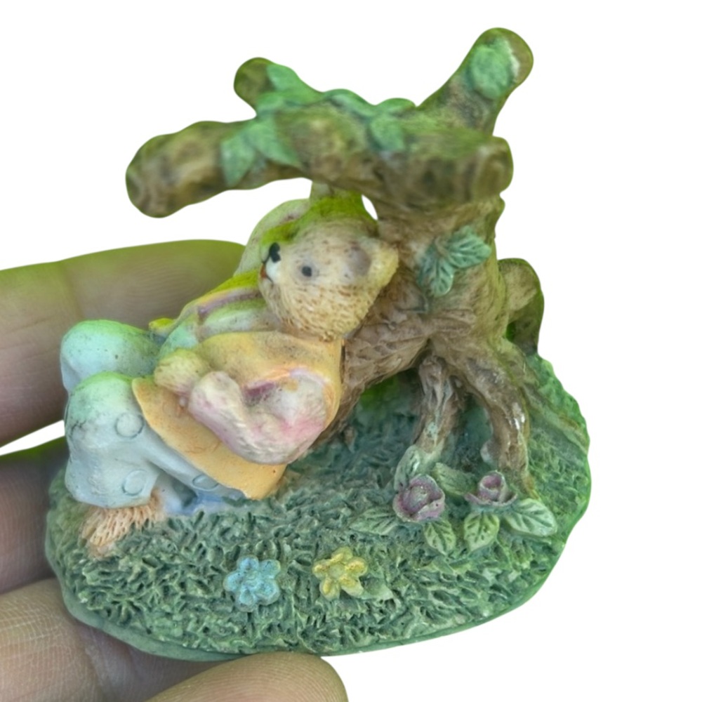 Charming Bear Figurine Under Tree - Multicolor